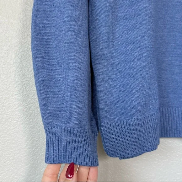 TALBOTS L French Bulldog Crewneck Pullover Sweater Frenchie Parisian French Blue - Picture 5 of 11